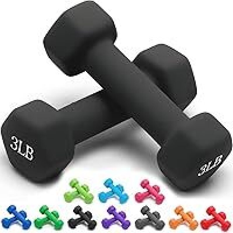 Portzon Hex Shape Neoprene Anti-Slip Dumbbell Weight Set 3-Pound