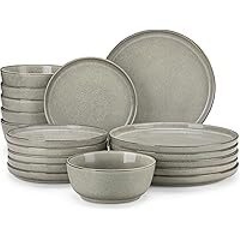 Vancasso ANYA 18 Pieces Plates and Bowls Set - Elegant Stone-like Finish