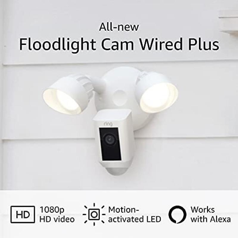Ring Floodlight Cam Wired Plus: Smart Home Security Camera with Built-in Light