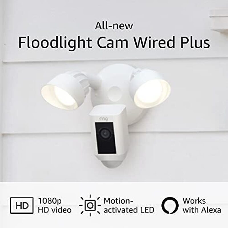 Ring Floodlight Cam Wired Plus: Smart Home Security Camera with Built-in Light