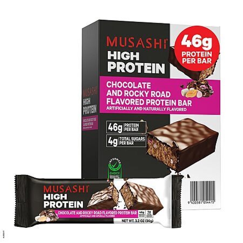 Musashi High Protein Bar - Rocky Road Flavor, 12 Pack