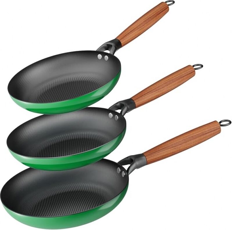 YUTANN Cast Iron Frying Pan Set - 8&10&12 Inch Skillets