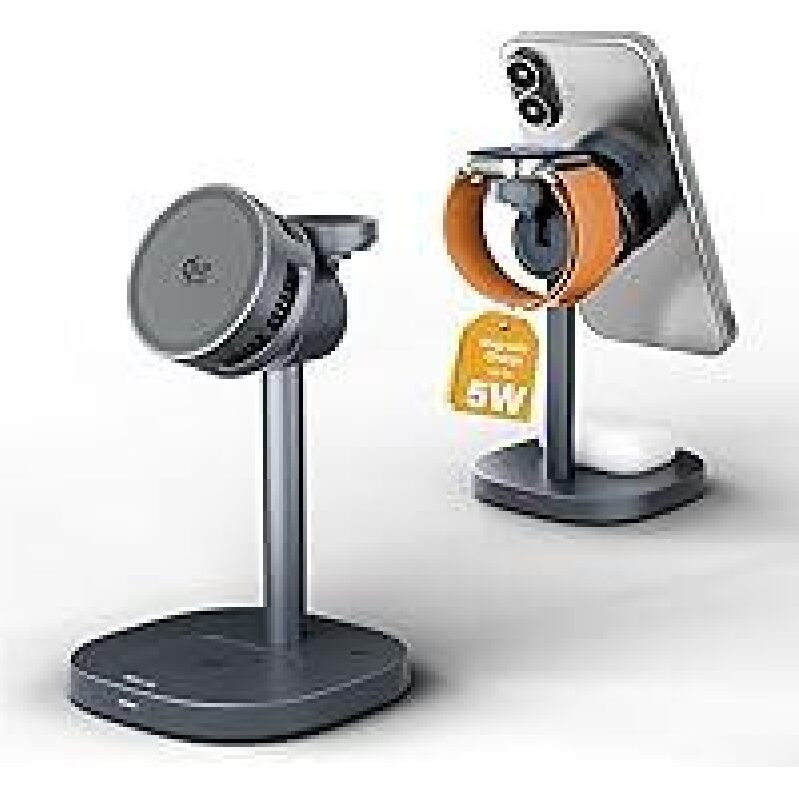 WayLite 3-in-1 25W Qi2 Magsafe Wireless Charger Stand with TEC Cooling