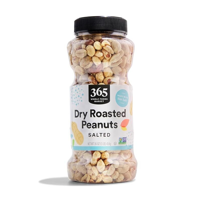 365 by Whole Foods Market, Dry Roasted and Salted Peanuts 16oz - Tasty and Affordable Snack