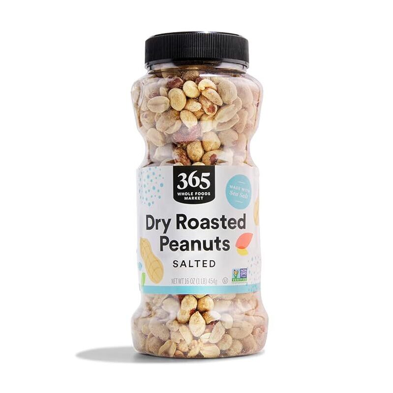 365 by Whole Foods Market, Dry Roasted and Salted Peanuts 16oz - Tasty and Affordable Snack