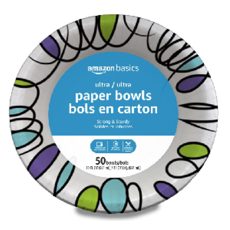 20oz Disposable Paper Bowls - 50 Pack from Amazon Basics