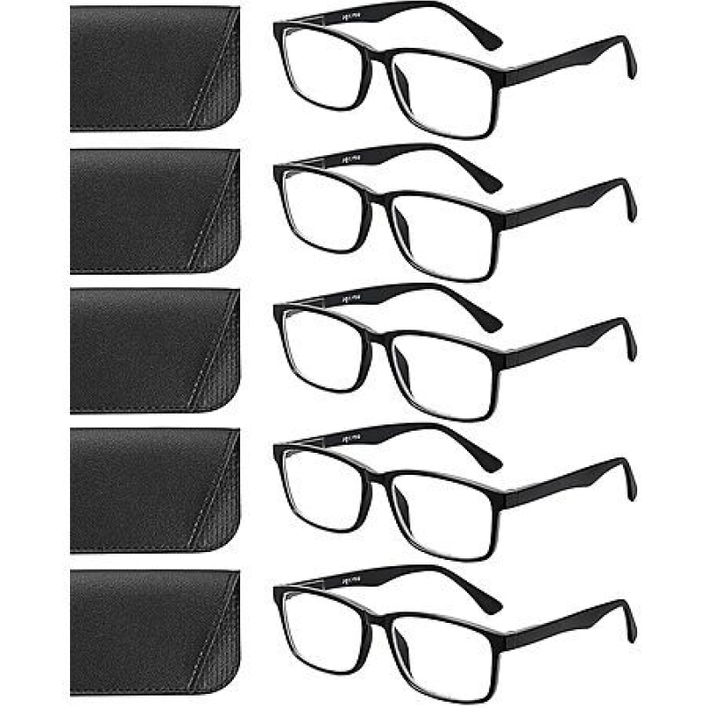5 Pack Lightweight Blue Light Blocking Reading Glasses - Perfect for Men and Women