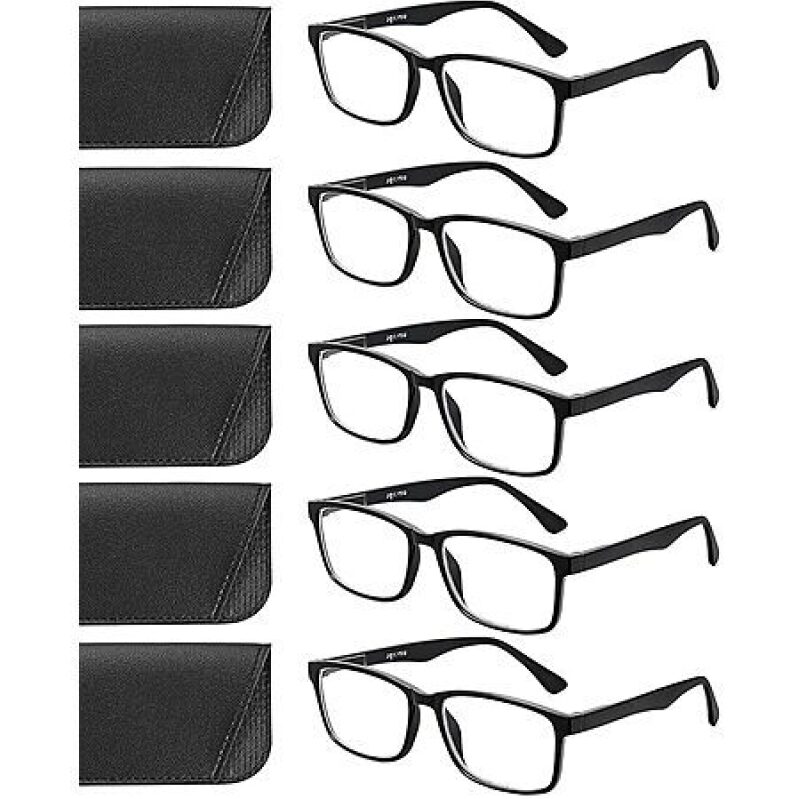 5 Pack Lightweight Blue Light Blocking Reading Glasses - Perfect for Men and Women