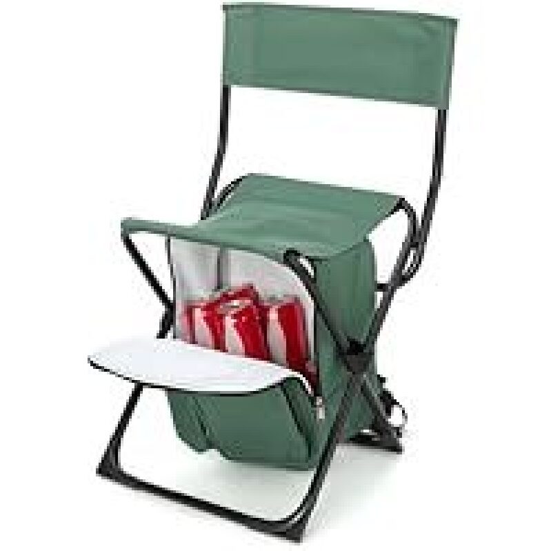 Arrowhead Outdoor Backrest Stool with Cooler Bag - Ideal for Fishing and Camping