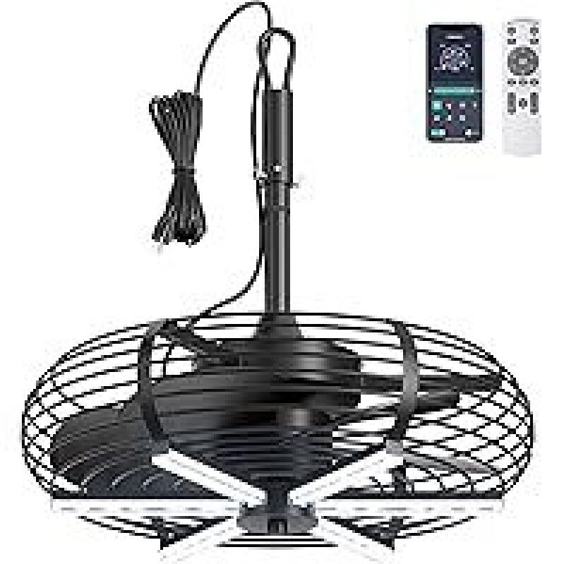 Coolbull Outdoor Ceiling Fan with Light - Perfect for Patios, Porches, Toolrooms, and Camping