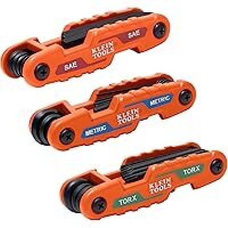 Klein Tools 70543 3-Piece Compact Folding Hex Key Set - 25 Key Versatility