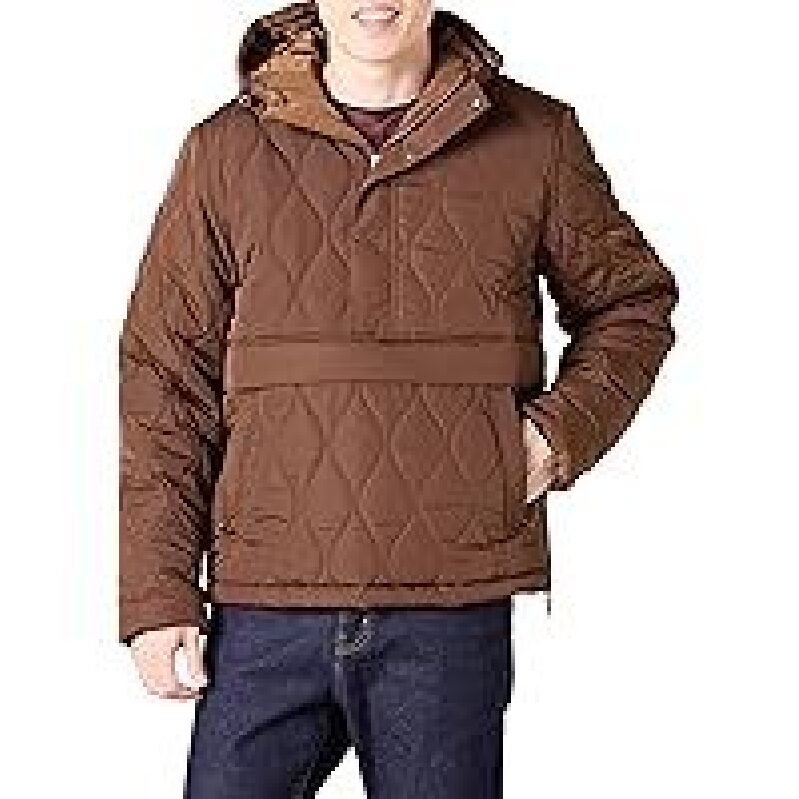 Amazon Essentials Men's Anorak Hooded Quarter-Zip Puffer Coat - Durable & Comfortable