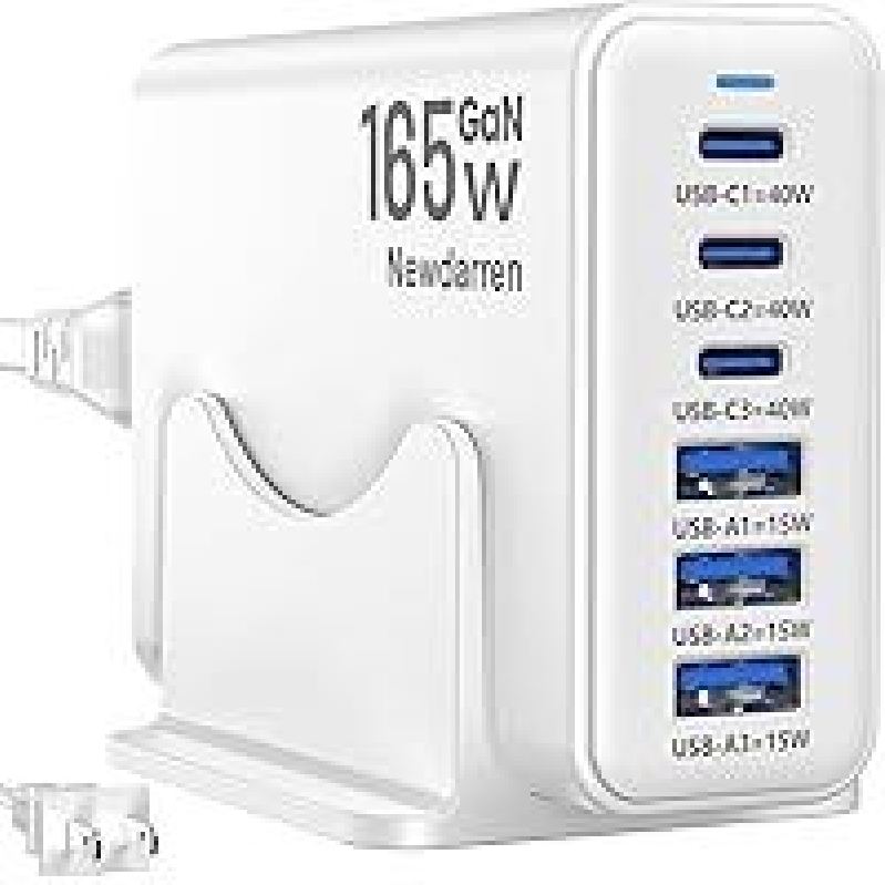 Newdarren 165W GaN 6-Port USB Fast Charger Block