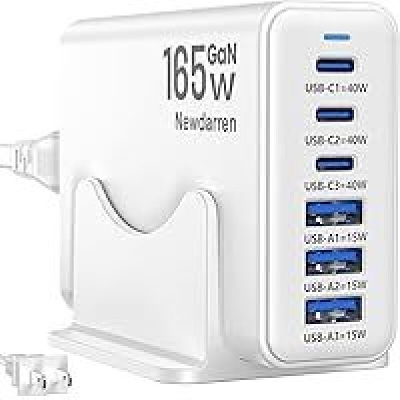 Newdarren 165W GaN 6-Port USB Fast Charger Block