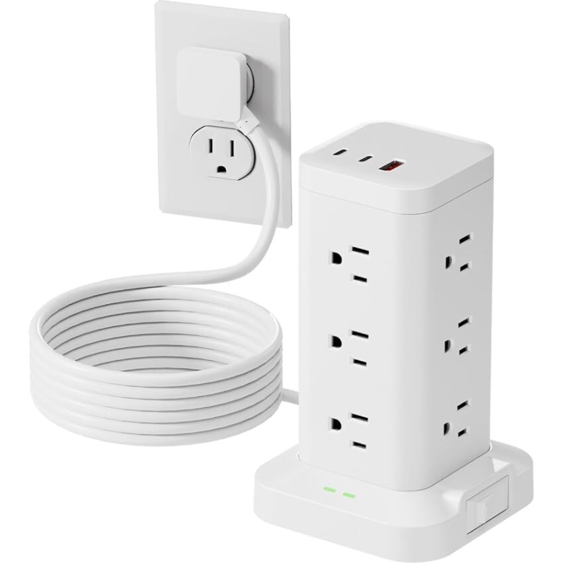 Tagzilo 1800J Power Strip Tower - Ultimate Charging Station for Office and Dorm