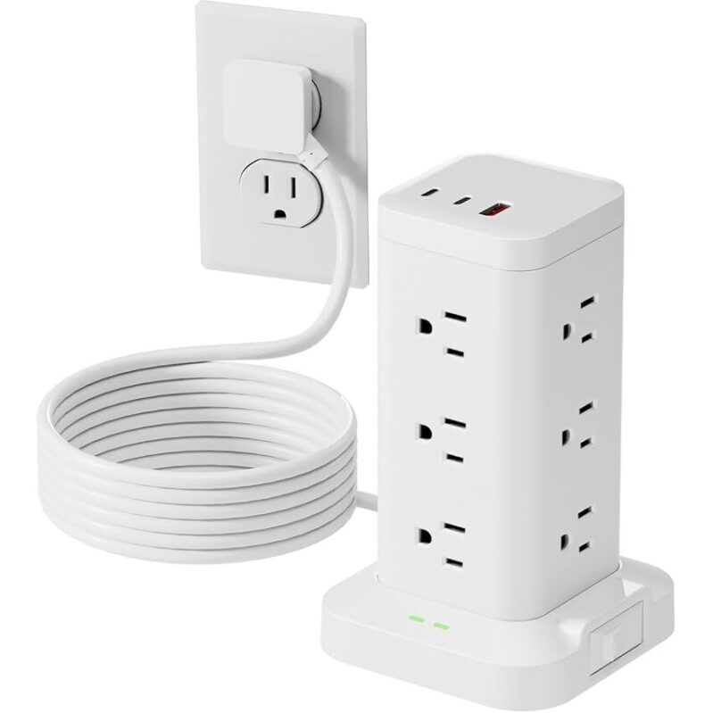 Tagzilo 1800J Power Strip Tower - Ultimate Charging Station for Office and Dorm
