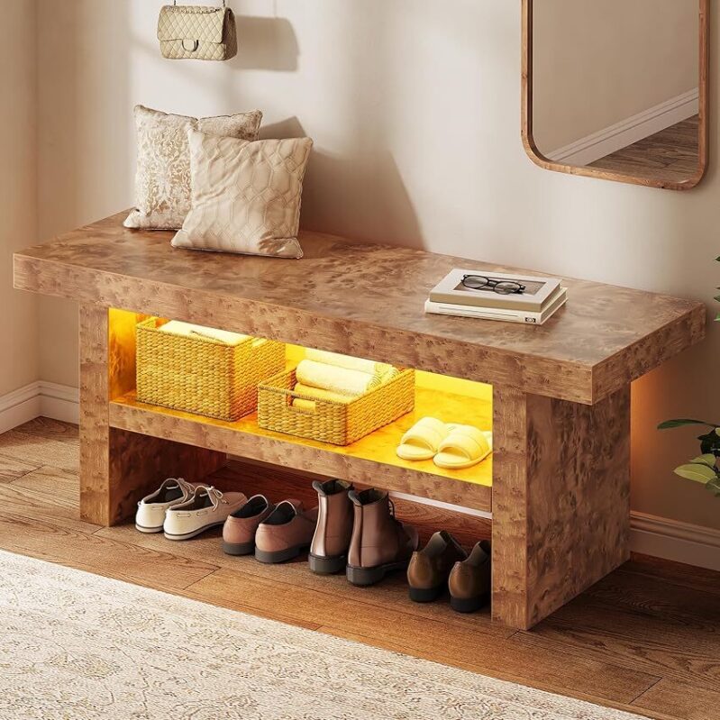 DWVO 39.4-in Motion-Activated LED Light Bench for Entryway
