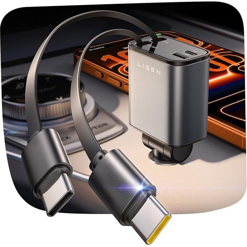 Fast-Charging Dual USB Car Charger for iPhone 17 - Lisen 75W