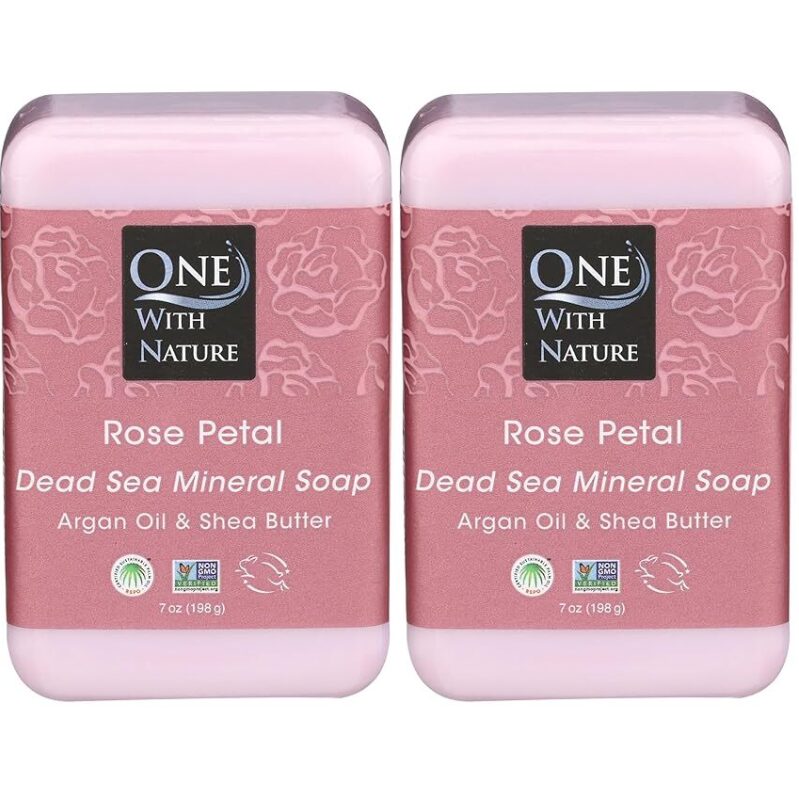 Two-Pack One With Nature Rose Petal Soap Bars - 7oz Each