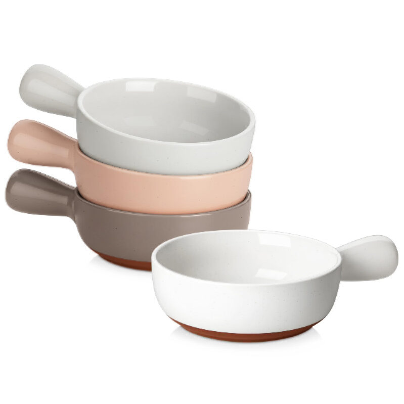 Elegant 23oz Ceramic Soup Bowls with Handles - 4-Piece Set