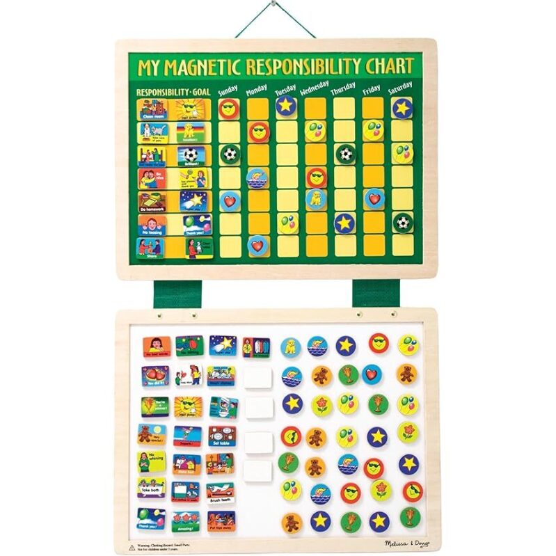 Melissa & Doug Deluxe Wooden Magnetic Responsibility Chart for Kids
