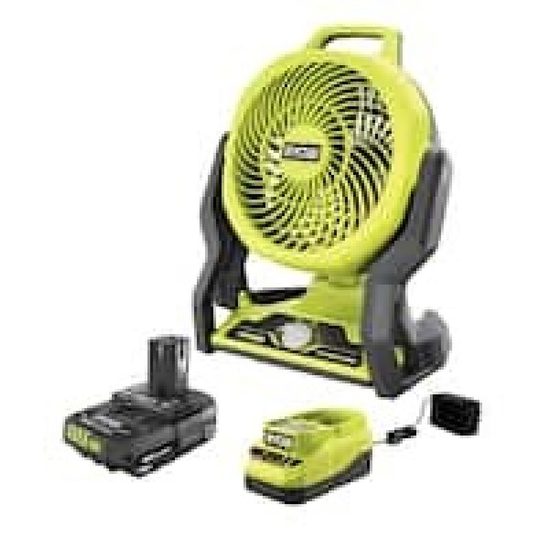 Ryobi 18V Hybrid Whisper Series 7-1/2in Fan Kit with 2.0 Ah Battery