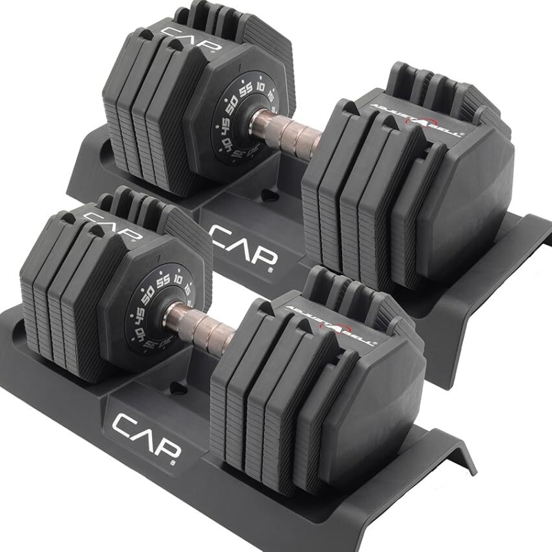 Adjustable 55lb Hex Dumbbell Weights Pair by CAP Barbell