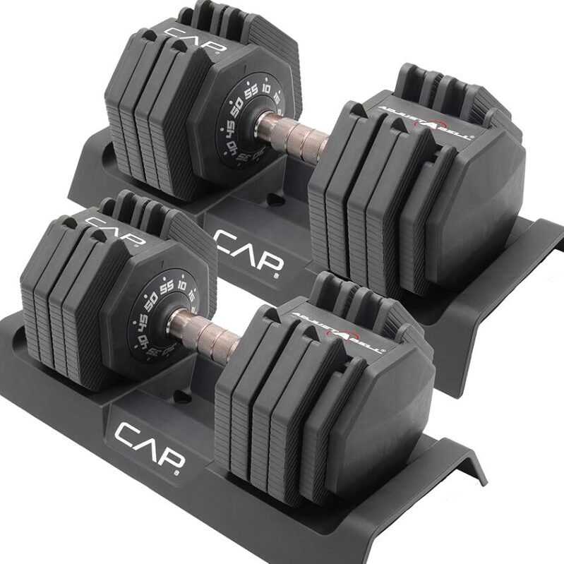 Adjustable 55lb Hex Dumbbell Weights Pair by CAP Barbell