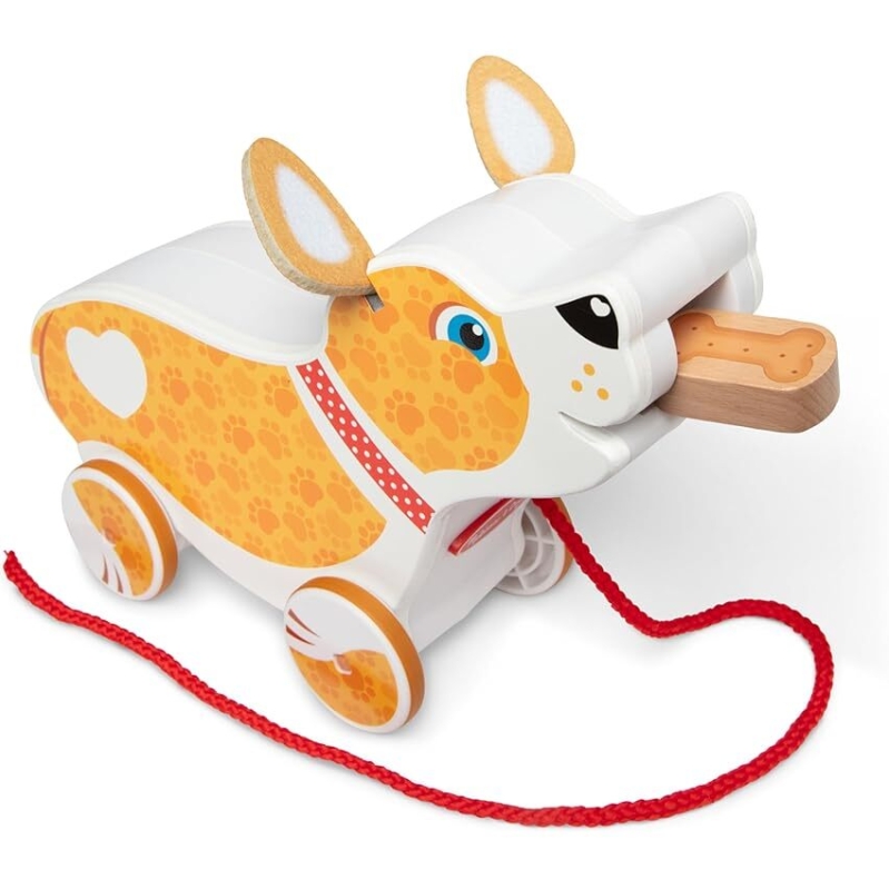 Melissa & Doug Feed, Walk & Poo Pup Wooden Preschool Pull Toy Set