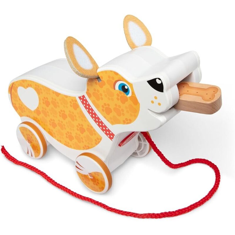Melissa & Doug Feed, Walk & Poo Pup Wooden Preschool Pull Toy Set