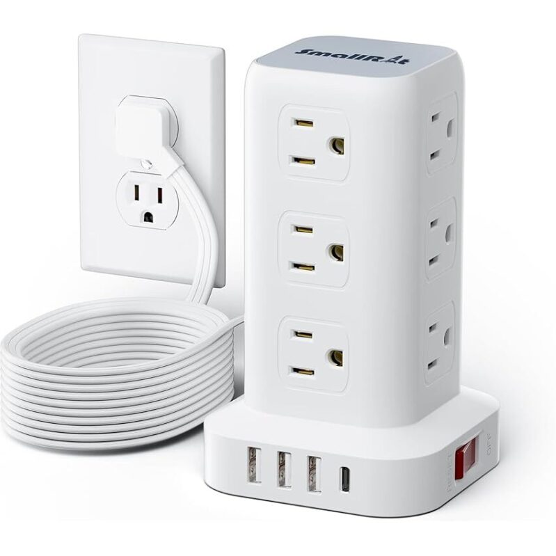 16.5FT Flat Plug Surge Protector with USB Charging