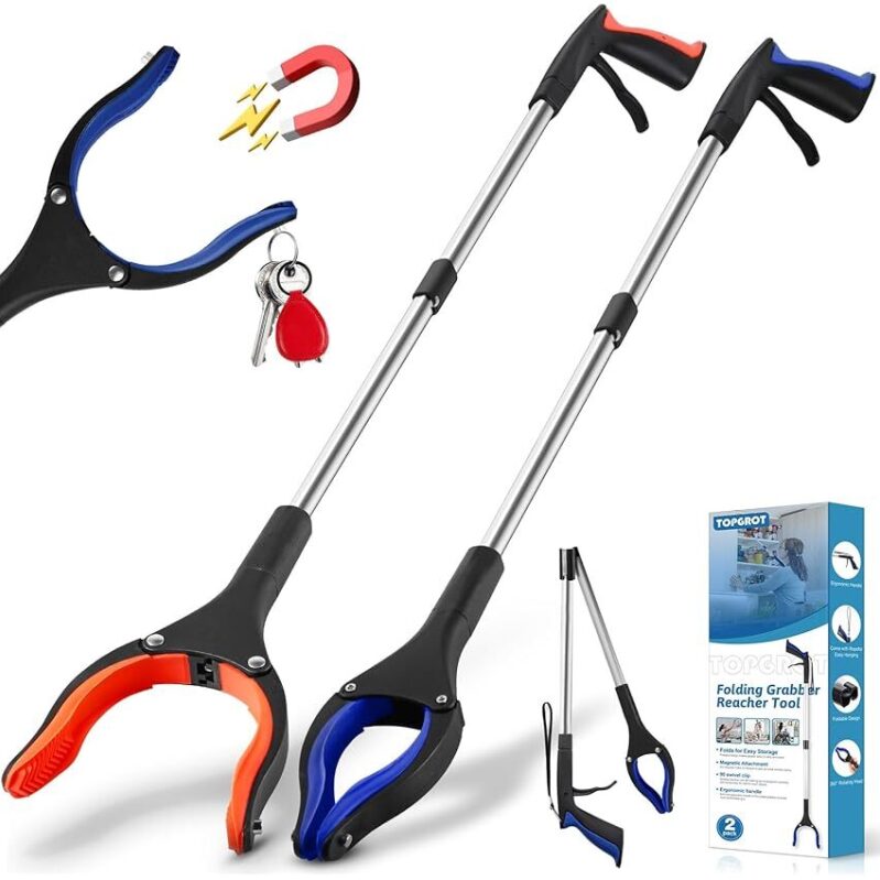 2-Pack Topgrot 34-inch Grabber Reacher Tool - Effortless Reach for High and Low Items