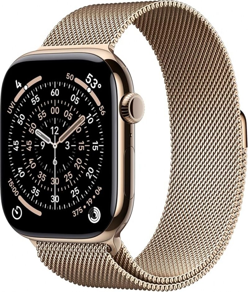 Apple Watch Series 11 [GPS + Cellular 46mm] Gold Titanium Case with Milanese Loop