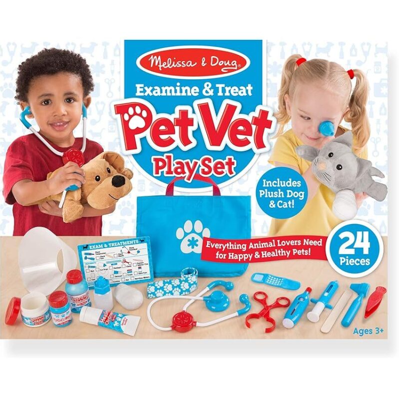 Melissa & Doug 24-Piece Examine & Treat Pet Vet Play Set - Engaging Role Play