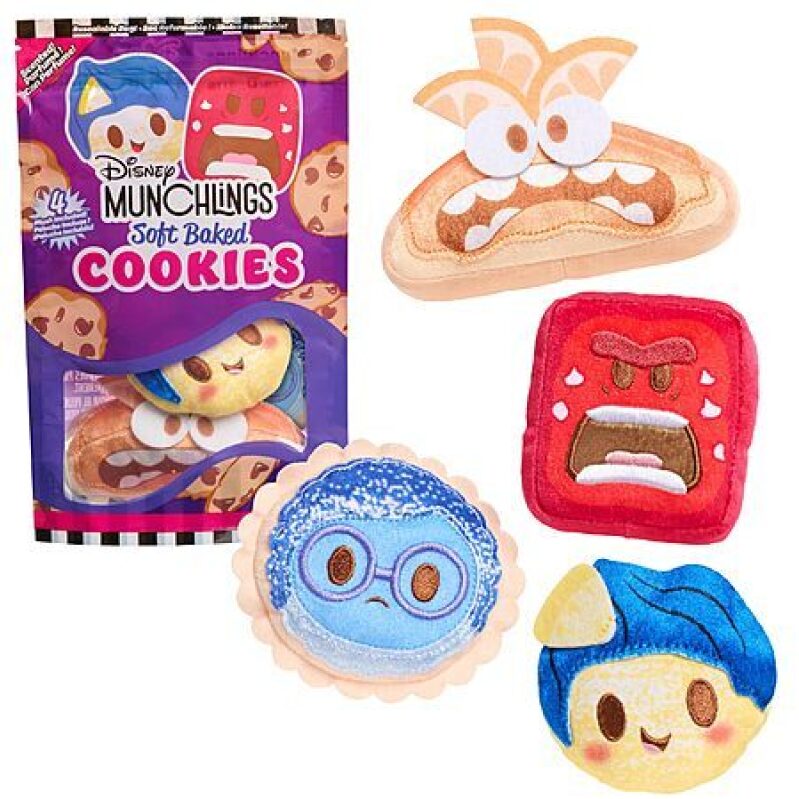 4-Pack Disney Munchlings Snack Pack Plush Cookies: Joy, Anger, Anxiety, and Sadness