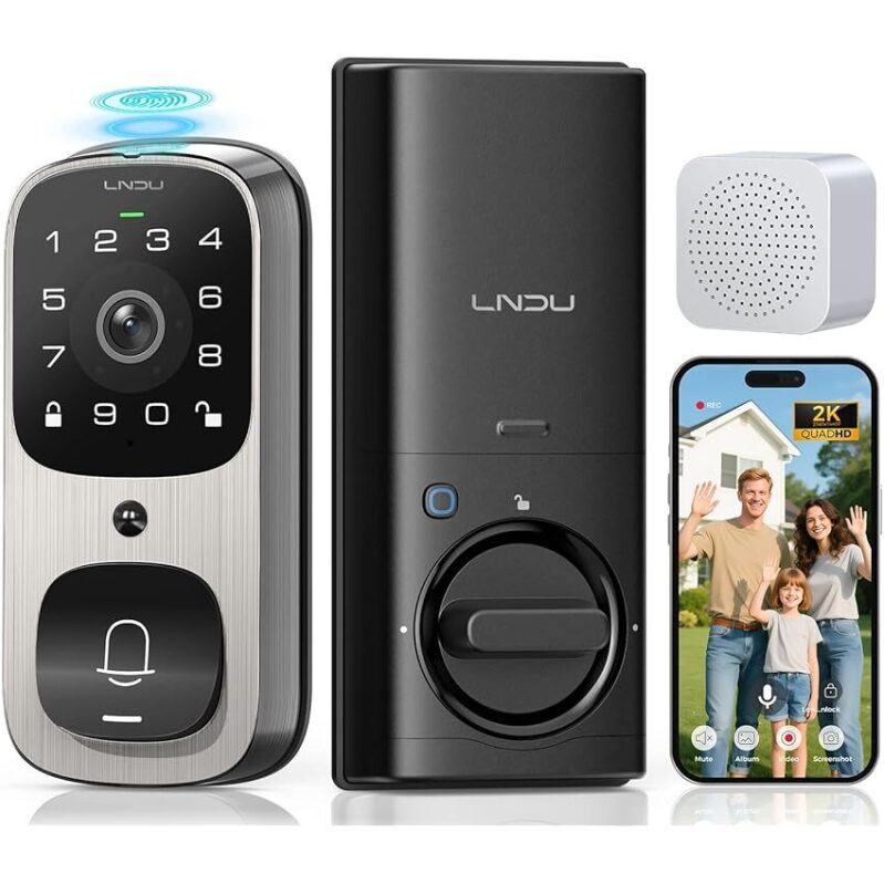 Lndu 5-in-1 2K Camera Fingerprint Keyless WiFi Smart Video Lock