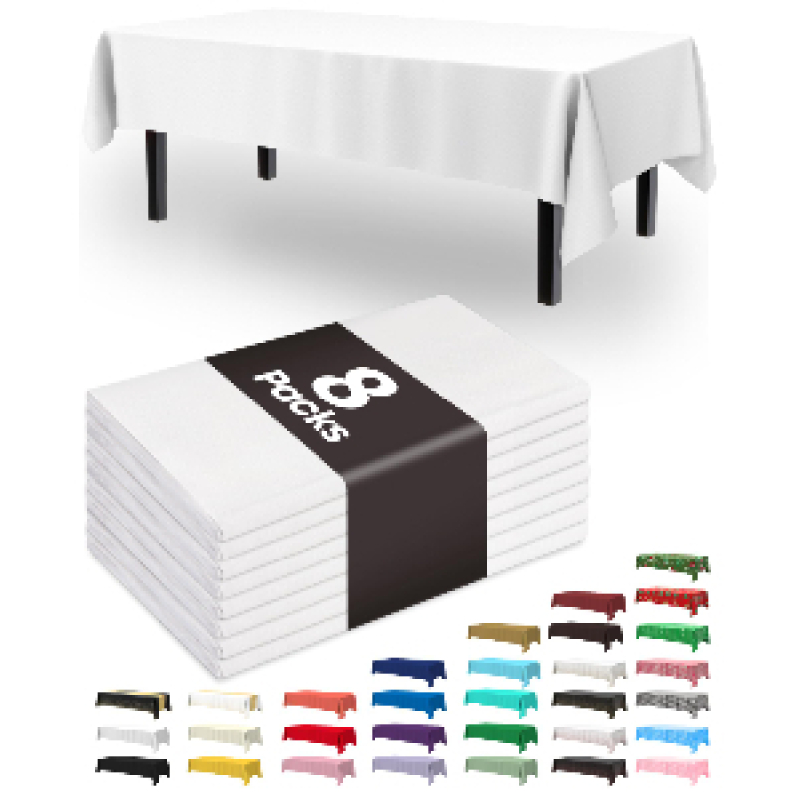 Pureegg Disposable Tablecloths - 8-Pack in Multiple Colors