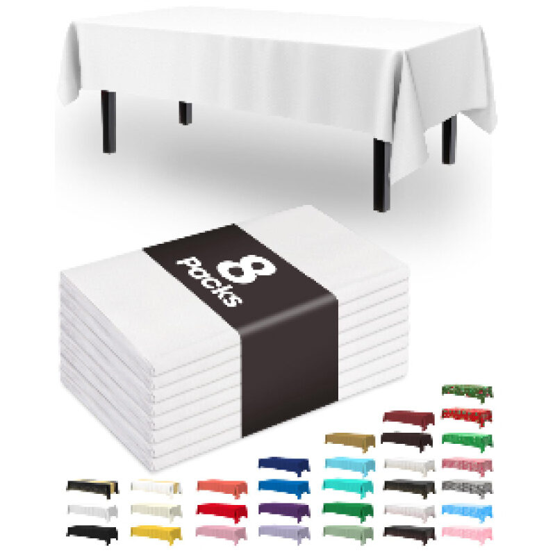 Pureegg Disposable Tablecloths - 8-Pack in Multiple Colors