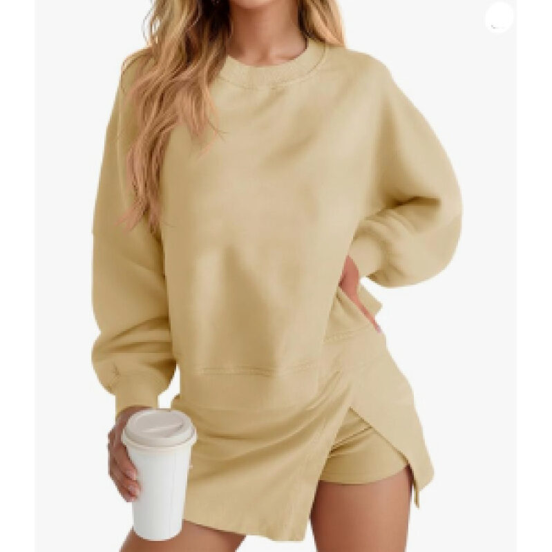 Fisoew Women's Pure Cotton Casual Sportswear Set