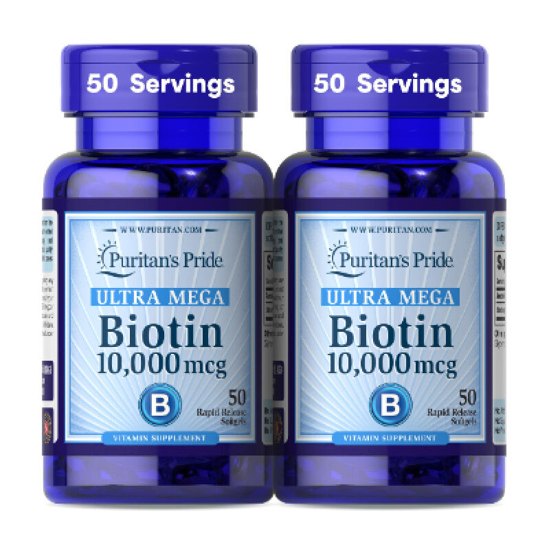 Puritan's Pride Ultra Mega Biotin 10,000 mcg, 100 Tablets - Premium Vitamin Supplement