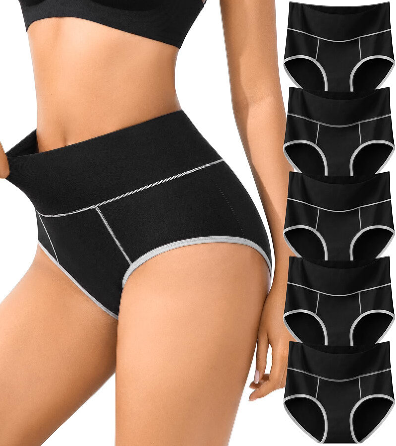 5-Piece Pack of Premium Cotton High-Waist Women's Underwear
