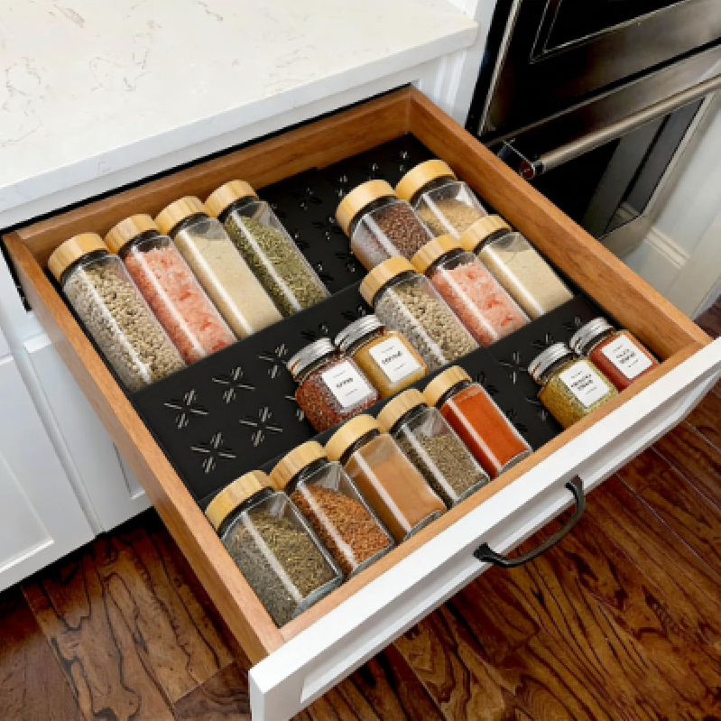 Spacious 3-Tier Spice Organizer for Kitchen Drawers