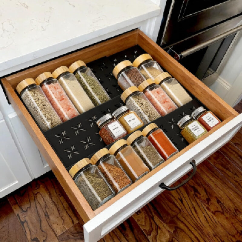 Spacious 3-Tier Spice Organizer for Kitchen Drawers