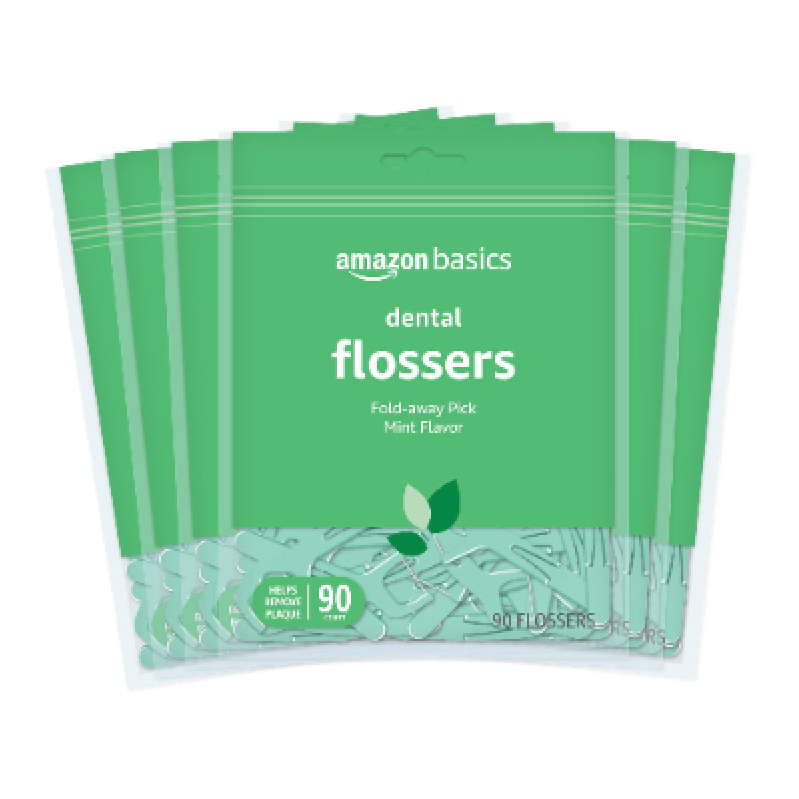 Amazon Basics Mint Flavor Dental Flossers - 6 Packs of 90 Each