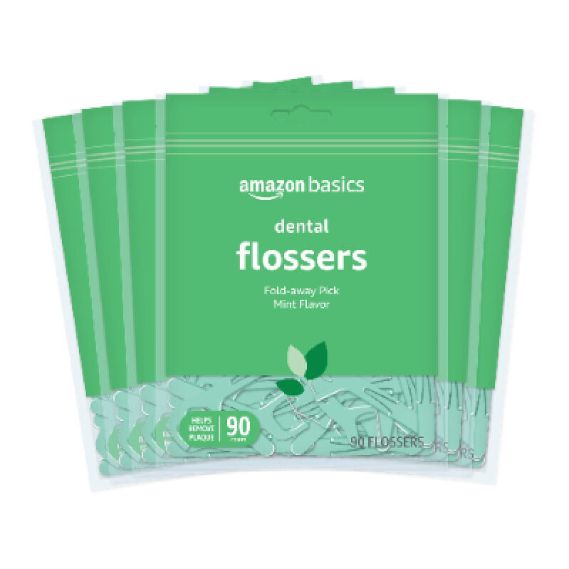 Amazon Basics Mint Flavor Dental Flossers - 6 Packs of 90 Each