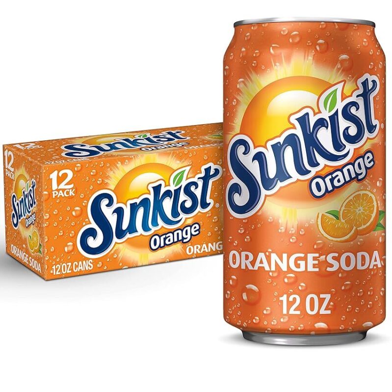 12-Pack Sunkist Orange Soda 12oz Cans - Refreshing Orange Flavor