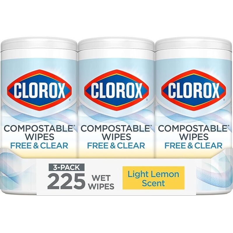 Clorox Free & Clear Cleaning Wipes, Light Lemon, 75-Ct - 3-Pack