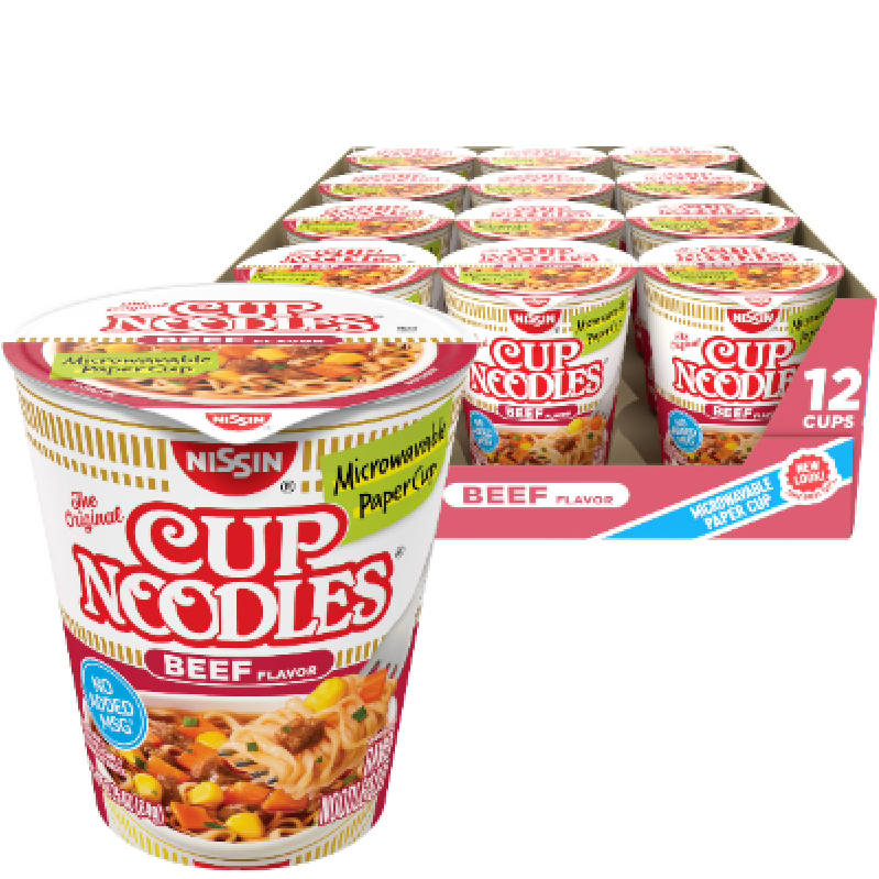 Quick and Tasty Beef Flavor Nissin Cup Noodles - 12 Pack
