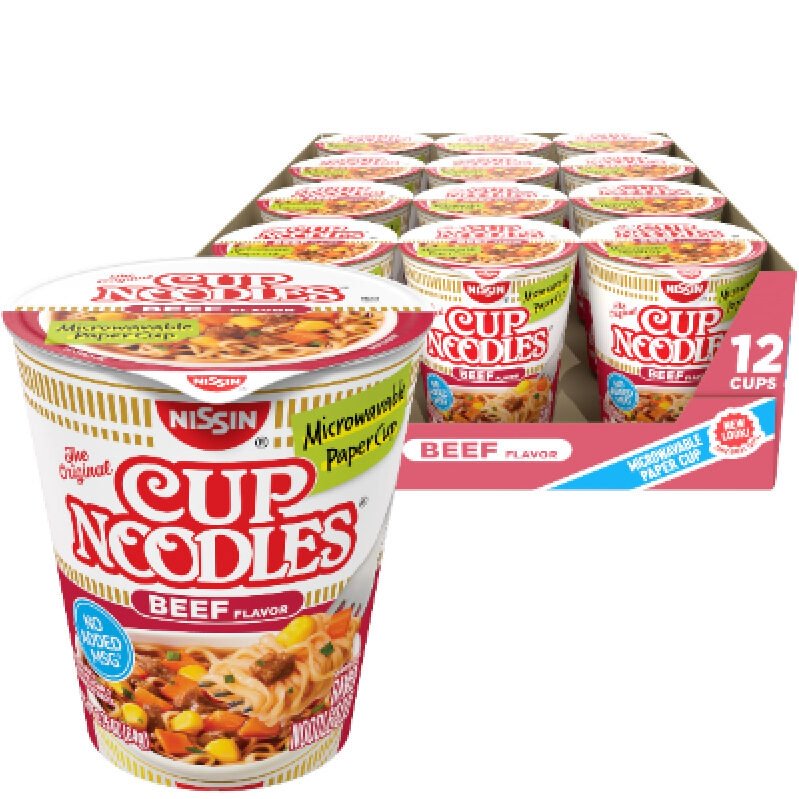 Quick and Tasty Beef Flavor Nissin Cup Noodles - 12 Pack