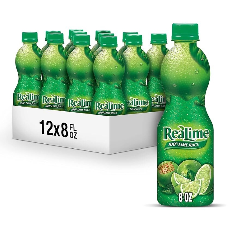 12-Pack ReaLime 100% Lime Juice 8oz Bottles - Pure Citrus Power